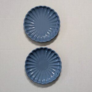 Set of 2 Cream Stoneware Fluted 6" Plates